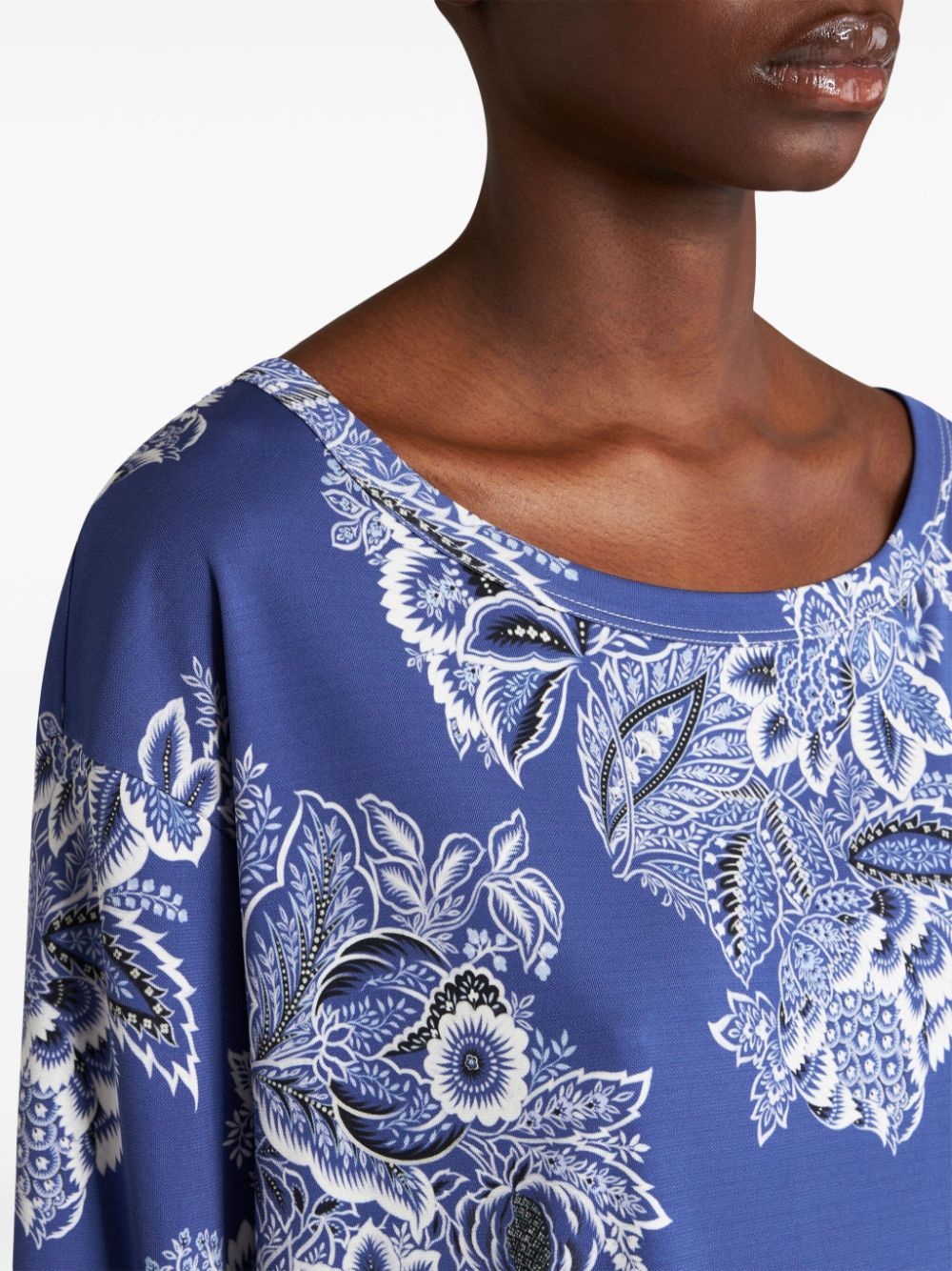 floral-print contrasting-trim blouse - 4