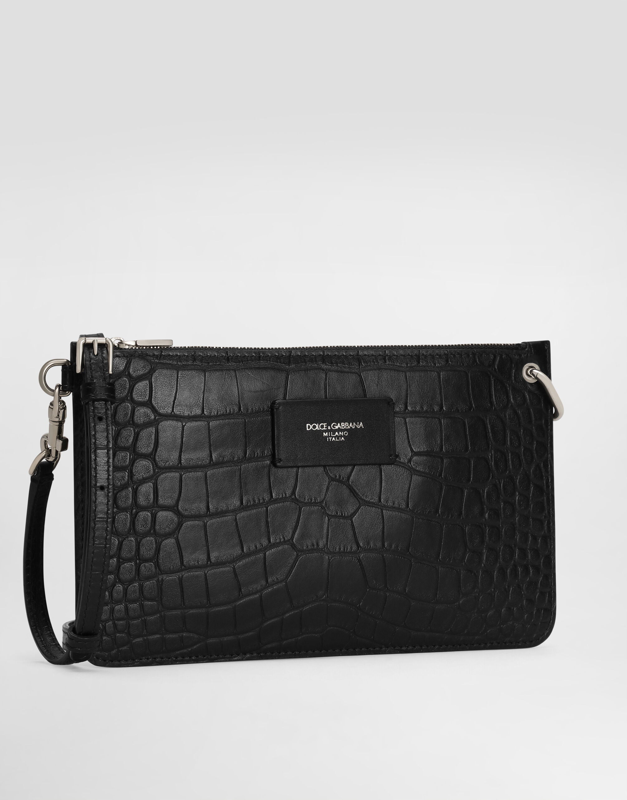 Crocodile-print calfskin toiletry bag - 4