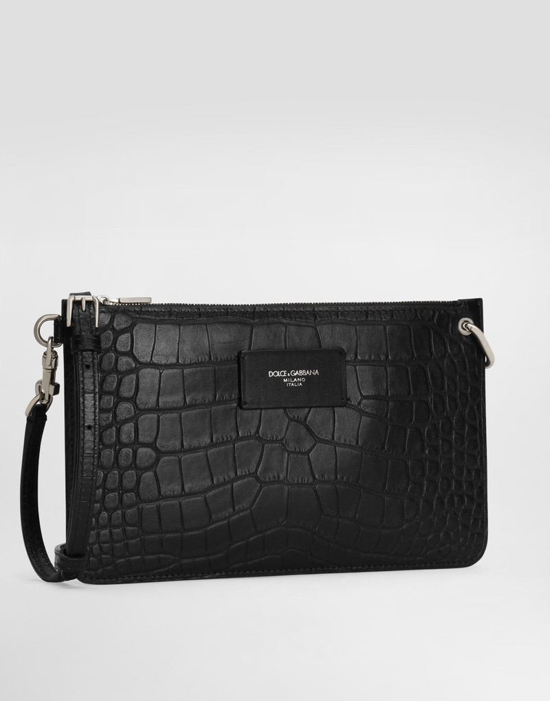 Crocodile-print calfskin toiletry bag 4