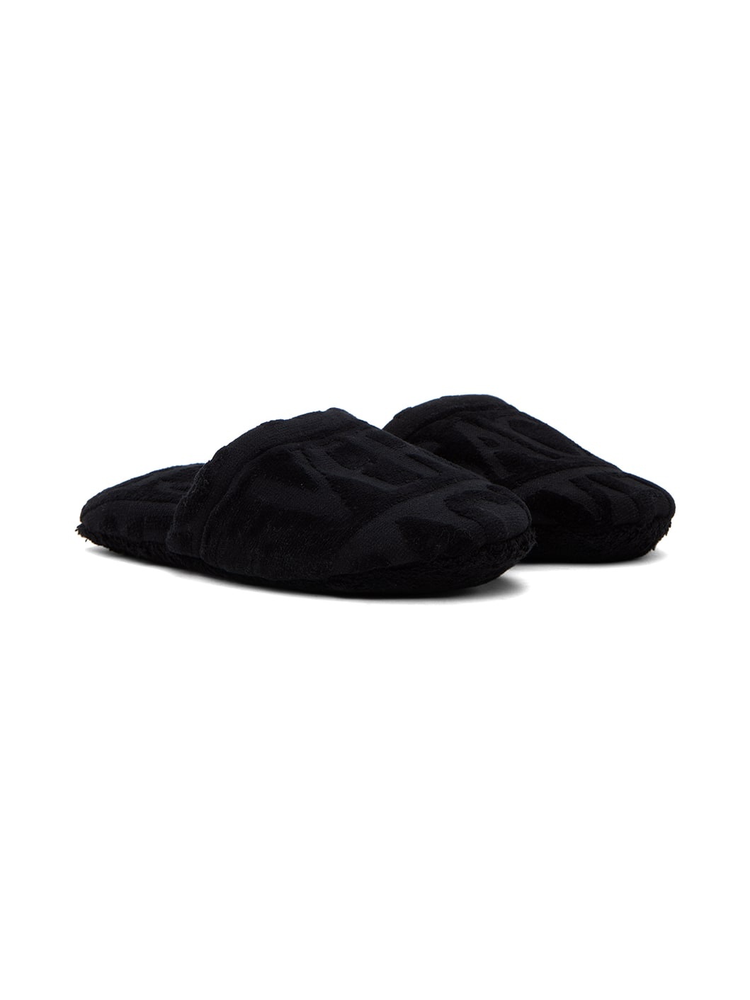 Black Allover Towel Slippers - 4