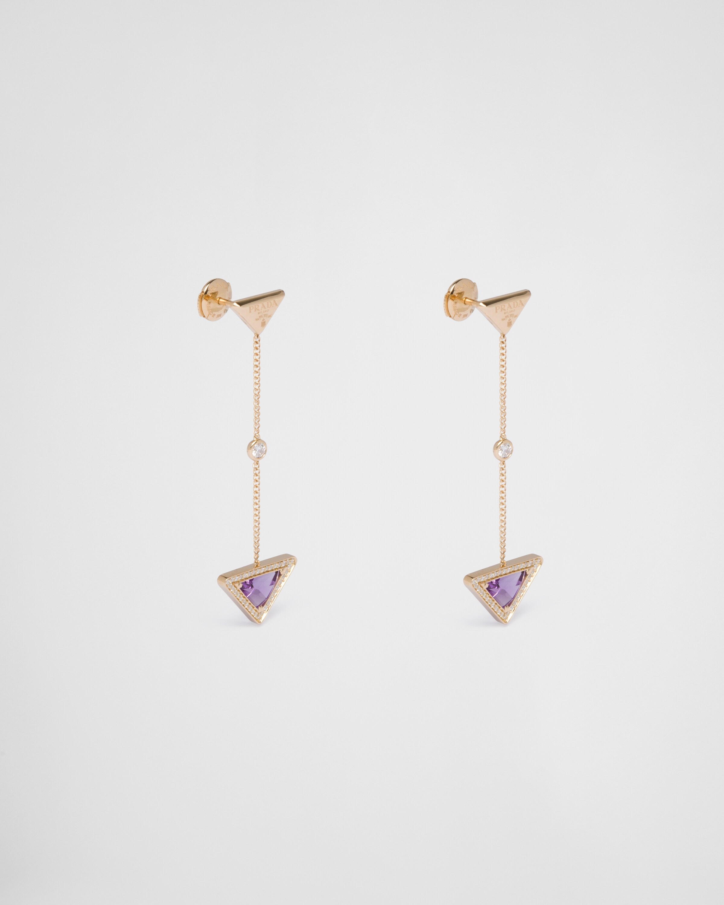 Eternal Gold drop earrings in yellow gold with diamonds and amethyst - 3