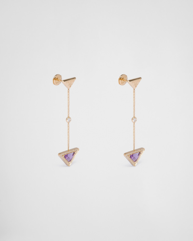 Eternal Gold drop earrings in yellow gold with diamonds and amethyst 3