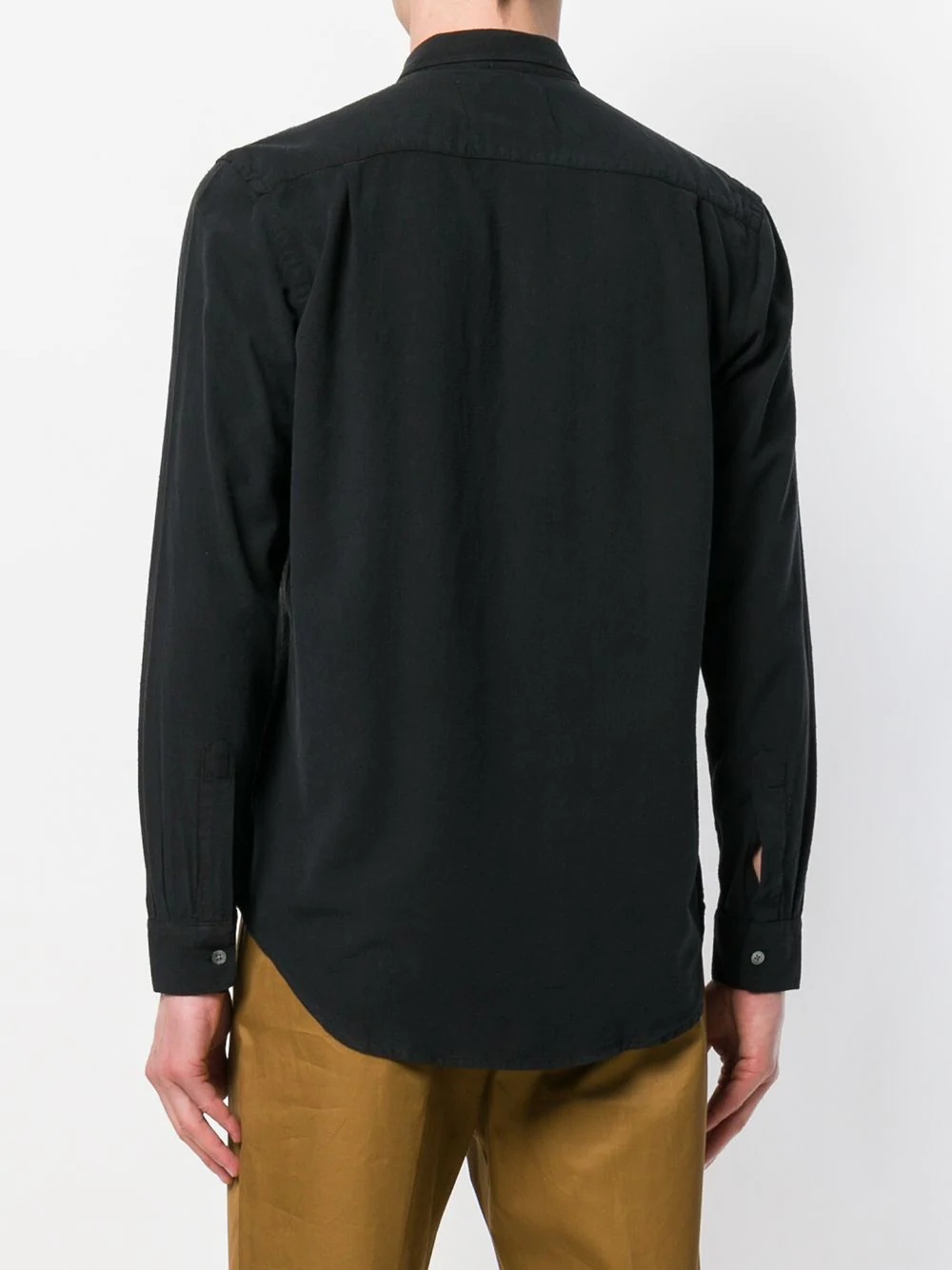 point-collar slub shirt - 4