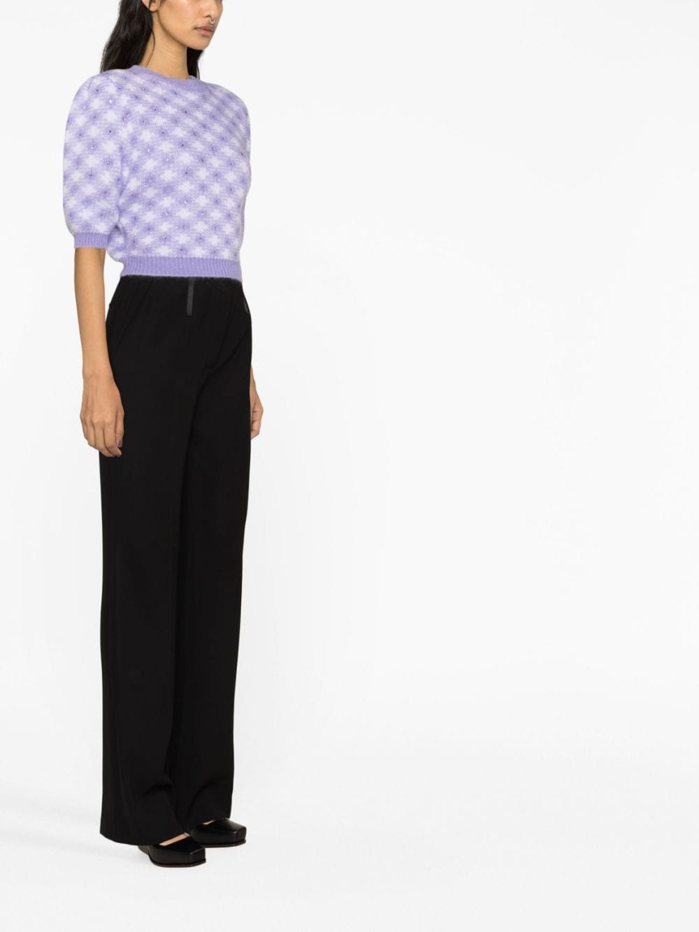 crystal-embellished diamond-jacquard top - 3