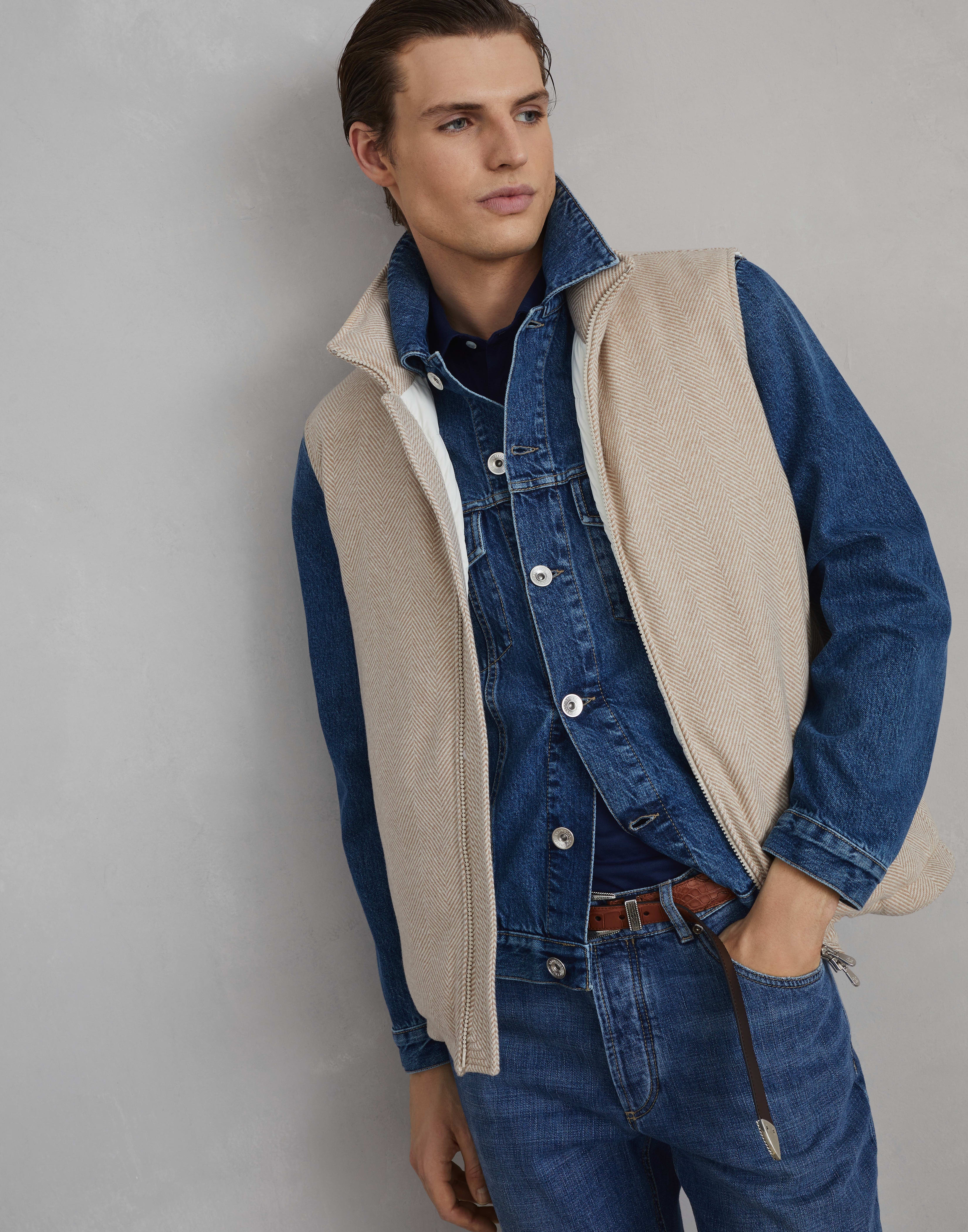 Brushed wool and cashmere chevron down vest - 4