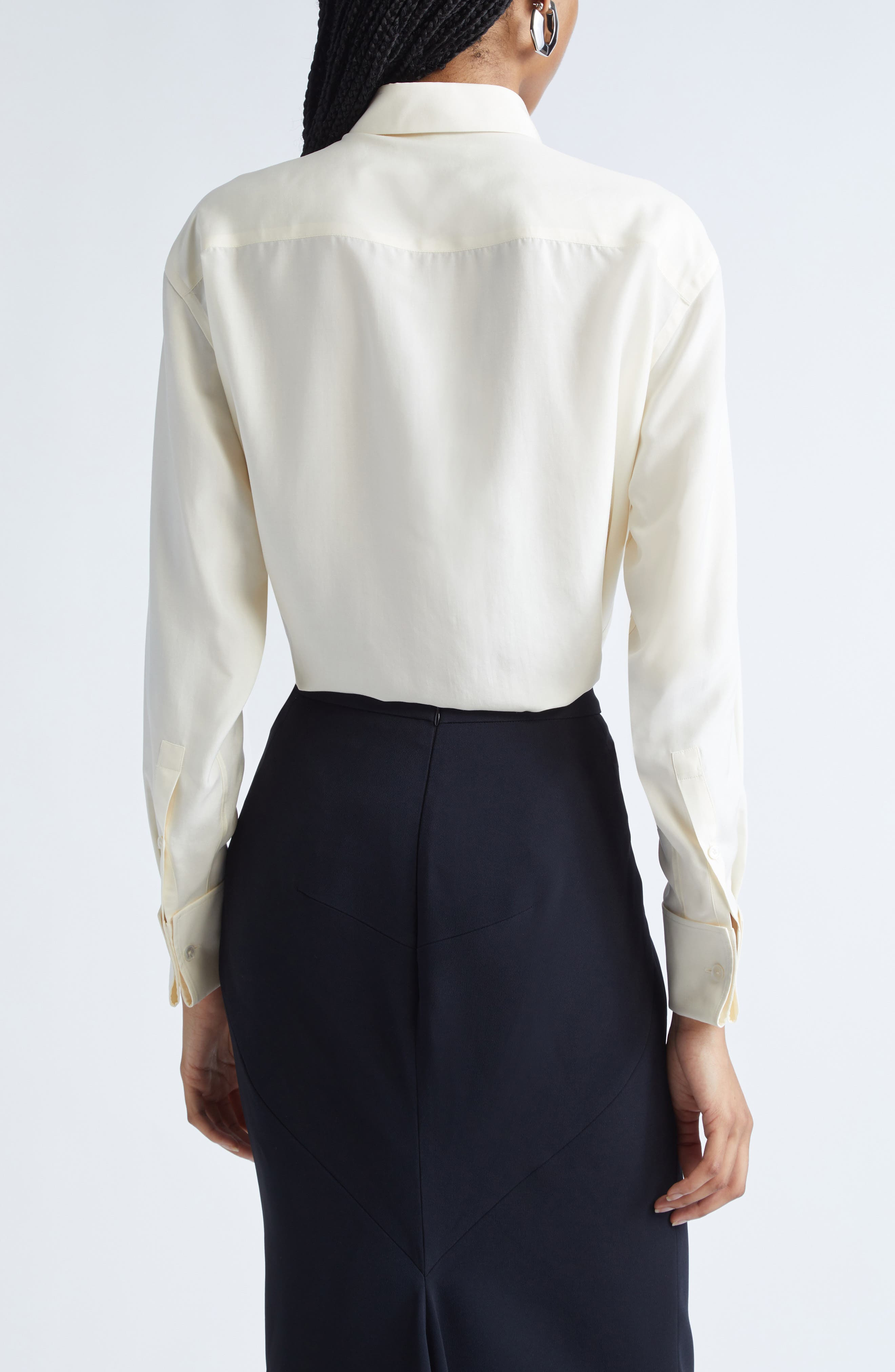 Givenchy Silk Tuxedo Shirt in Ecru at Nordstrom - 3
