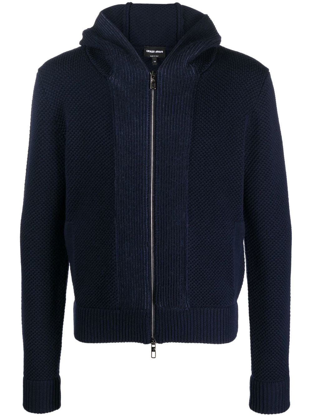 knitted zip-up hoodie - 1