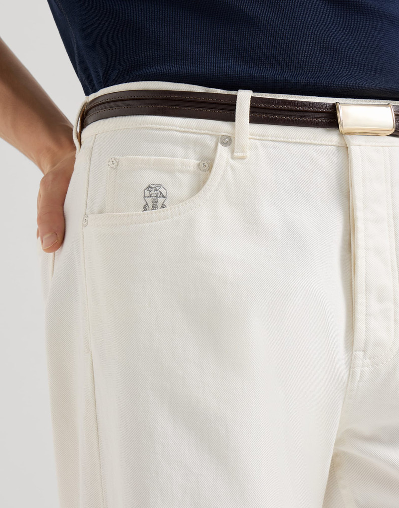 Garment-dyed iconic fit five-pocket trousers in denim 4