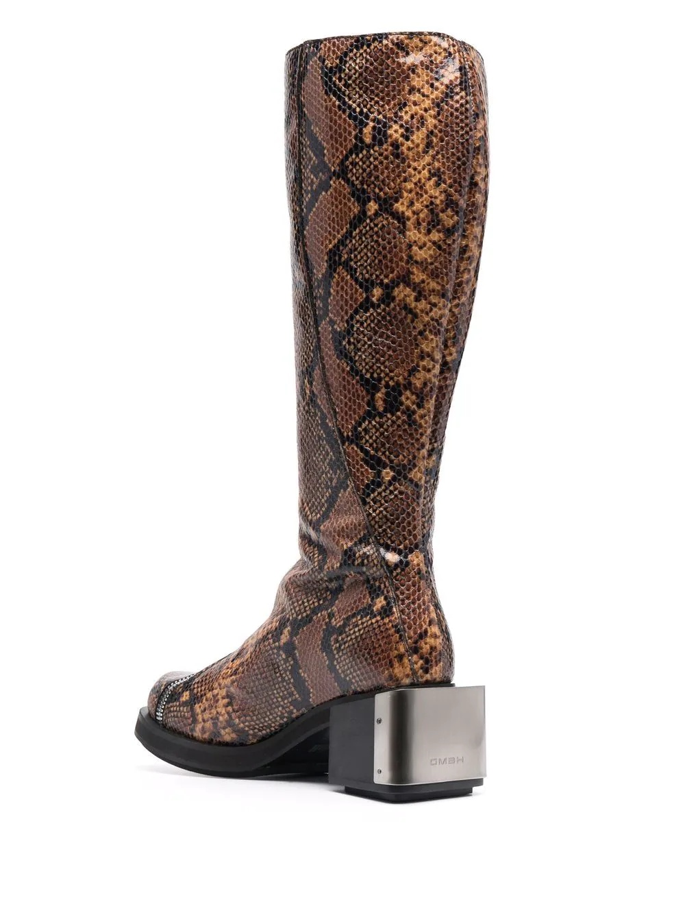 snakeskin-effect knee-high riding boots - 3