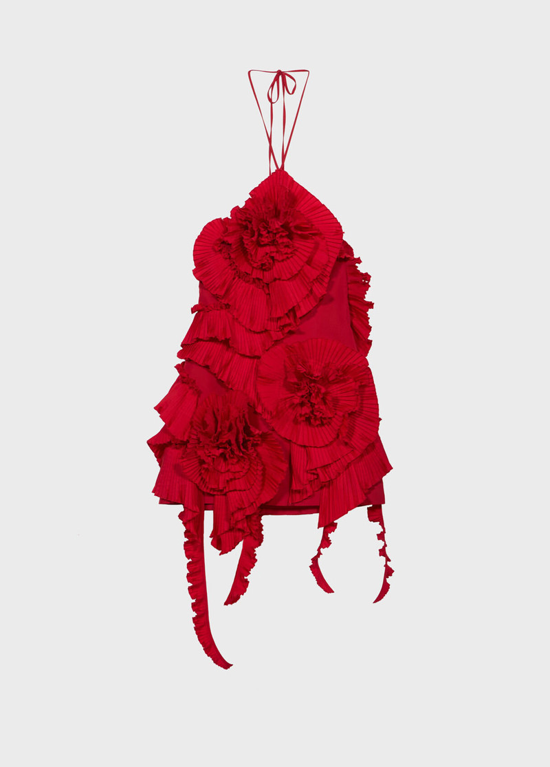 TAFFETA DRESS WITH 3D ROSES - 1