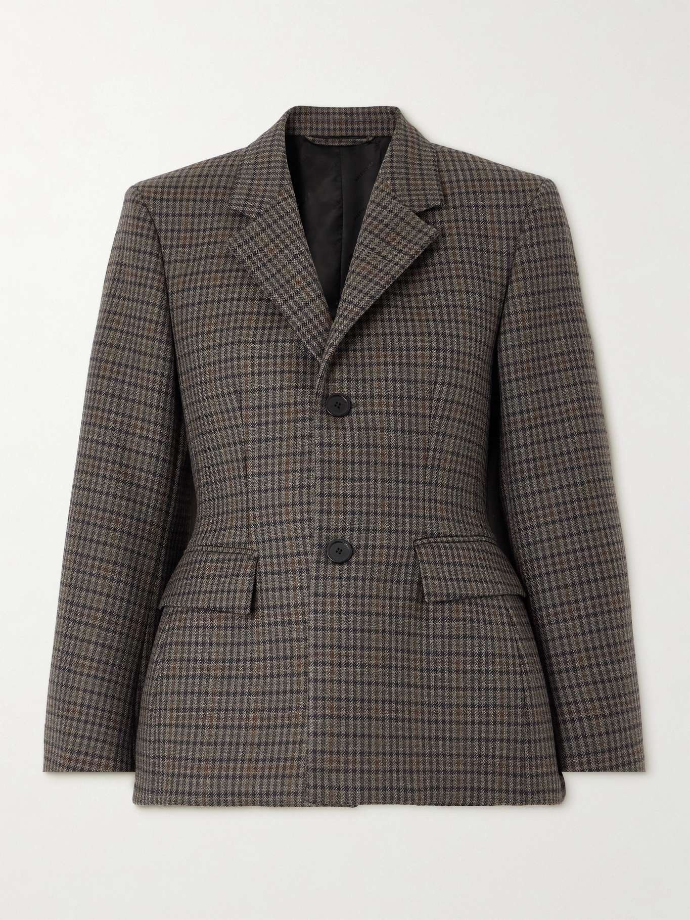 Checked padded wool blazer - 1