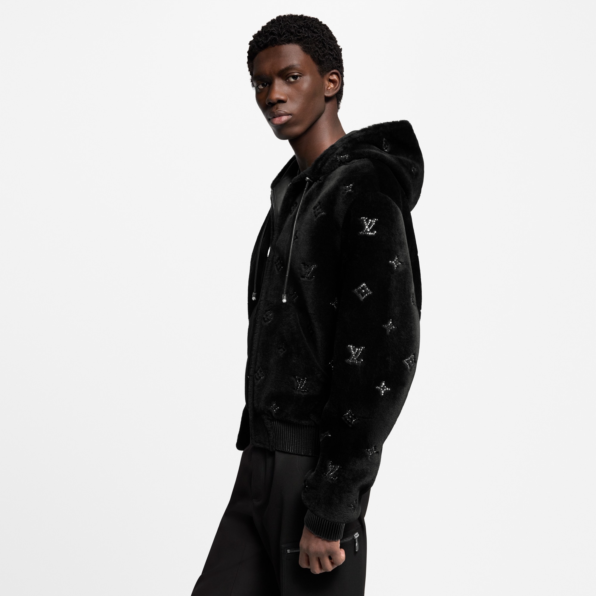 Monogram Embellished Shearling Hoodie - 2