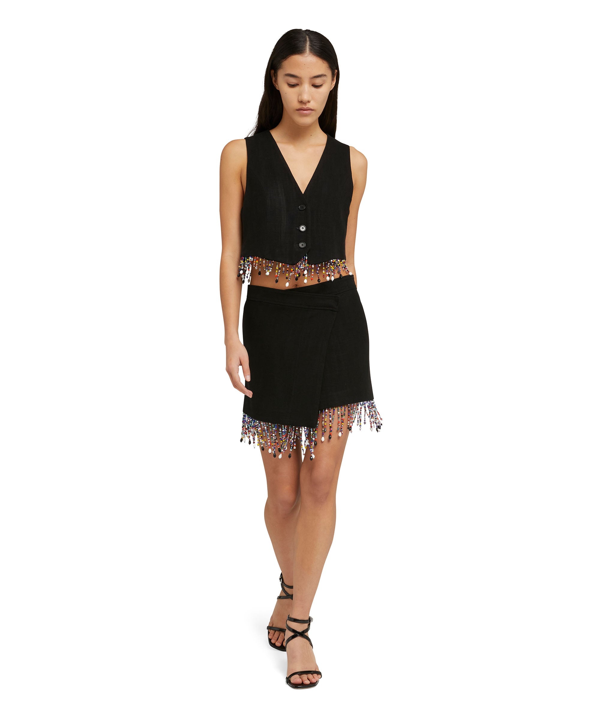 Mini skirt with beaded application - 5