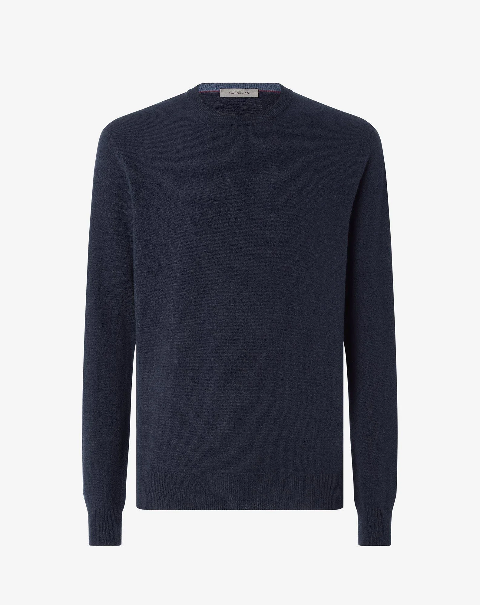 Dark blue long-sleeved crew neck jumper made from wool and cashmere - 1