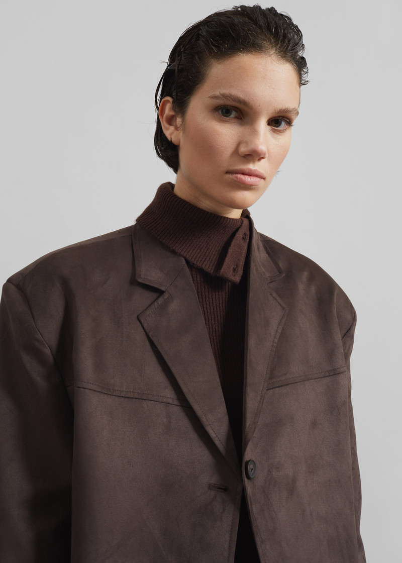 Merida Faux Suede Blazer - Brown 8