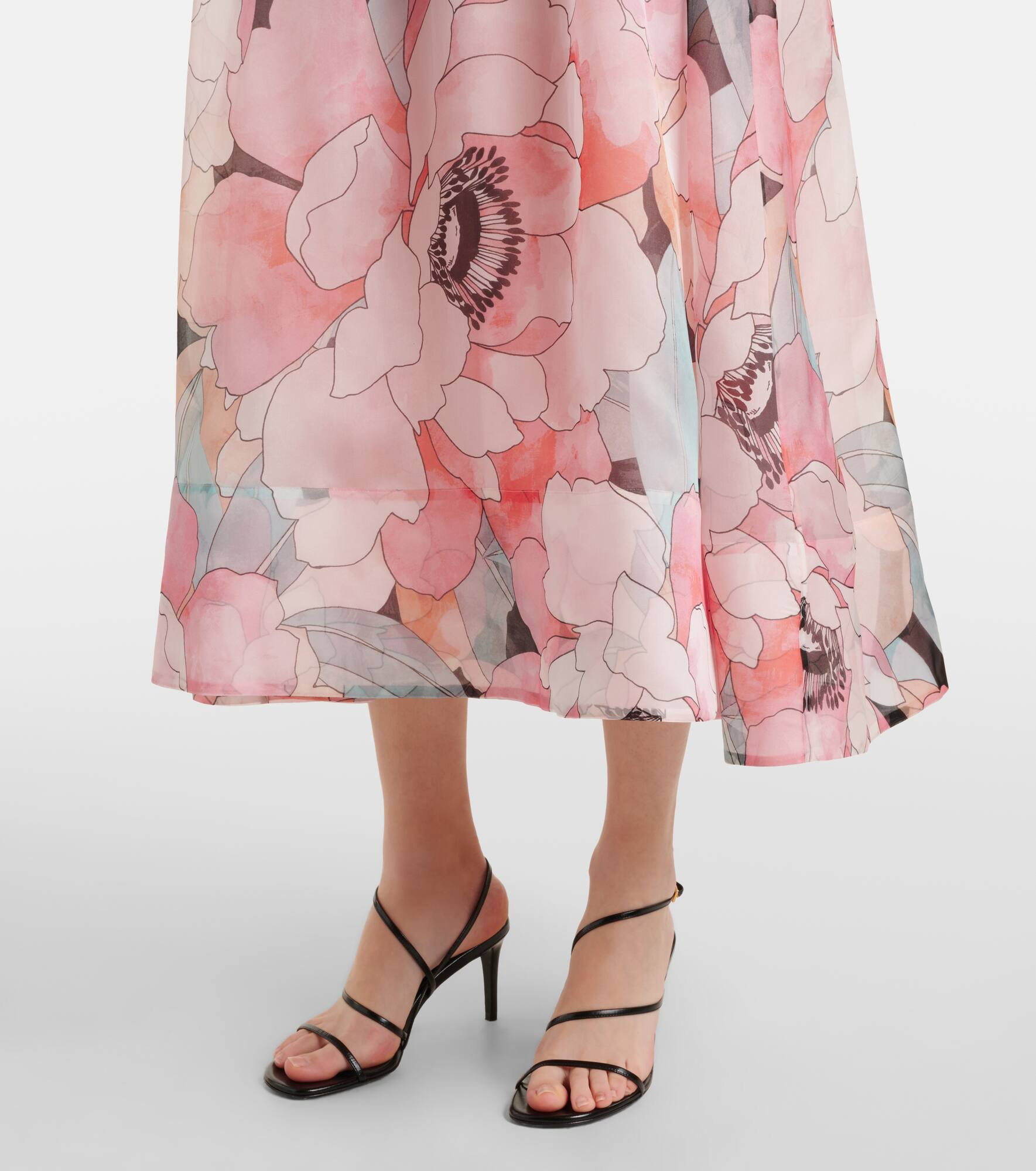 Bridal Bouquet floral silk midi dress - 5