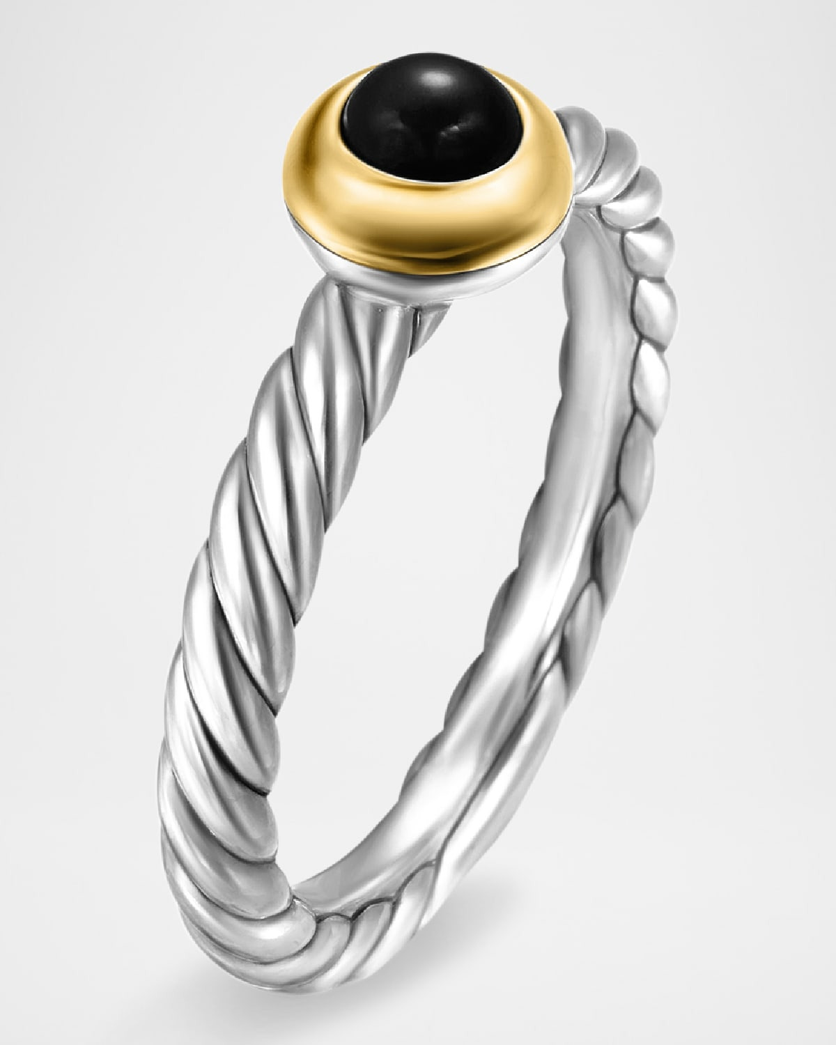 Cable Flex Ring with Gemstone in Silver and 14K Gold, 2.8mm - 3