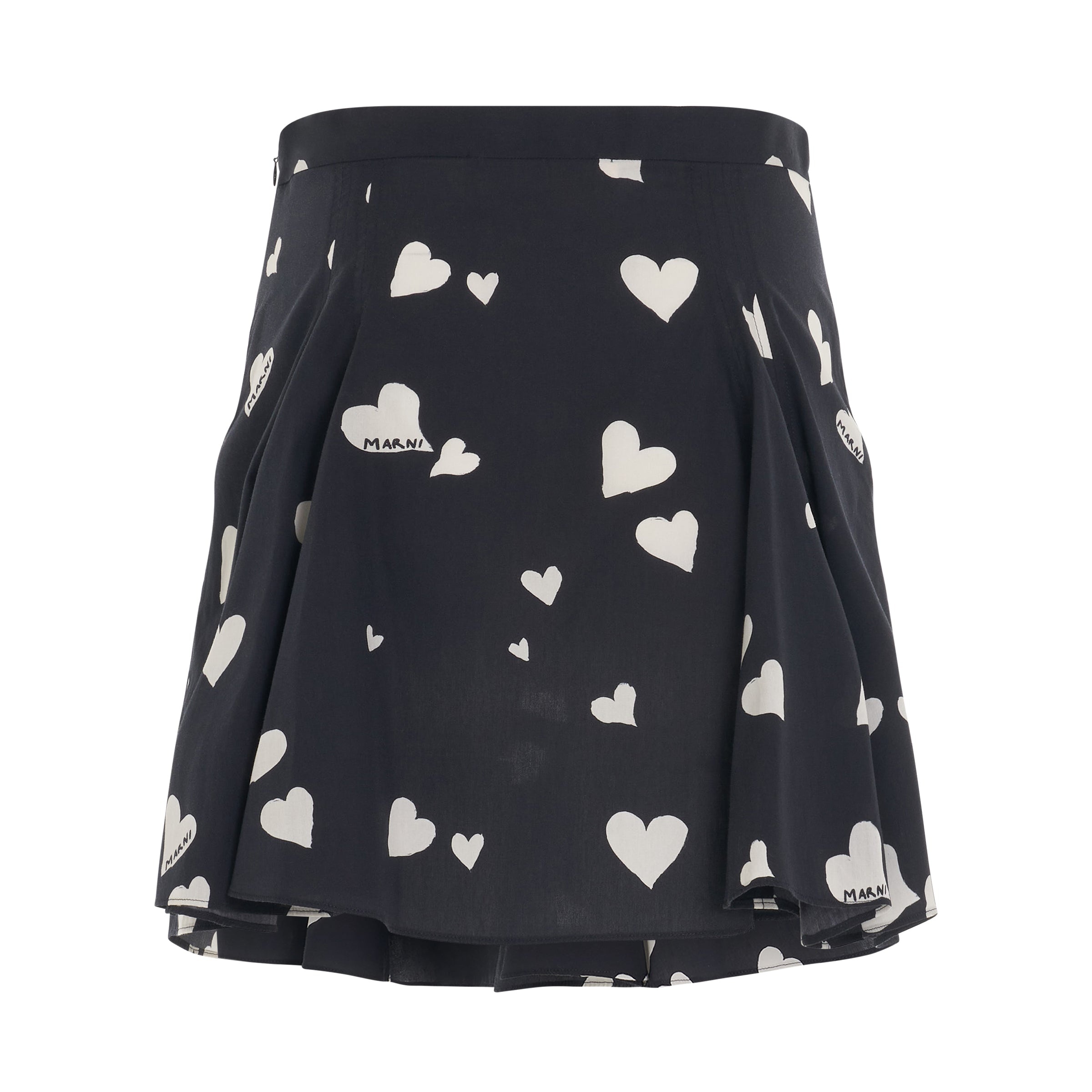 Heart-Printed Mini Skirt in Black - 4