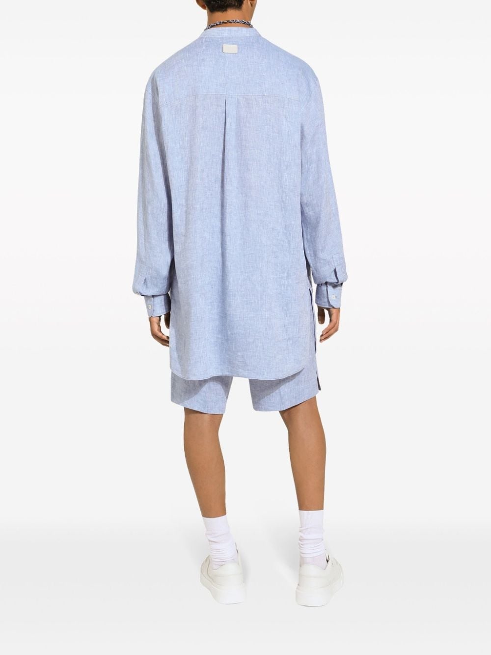 button-fastening linen shorts - 4