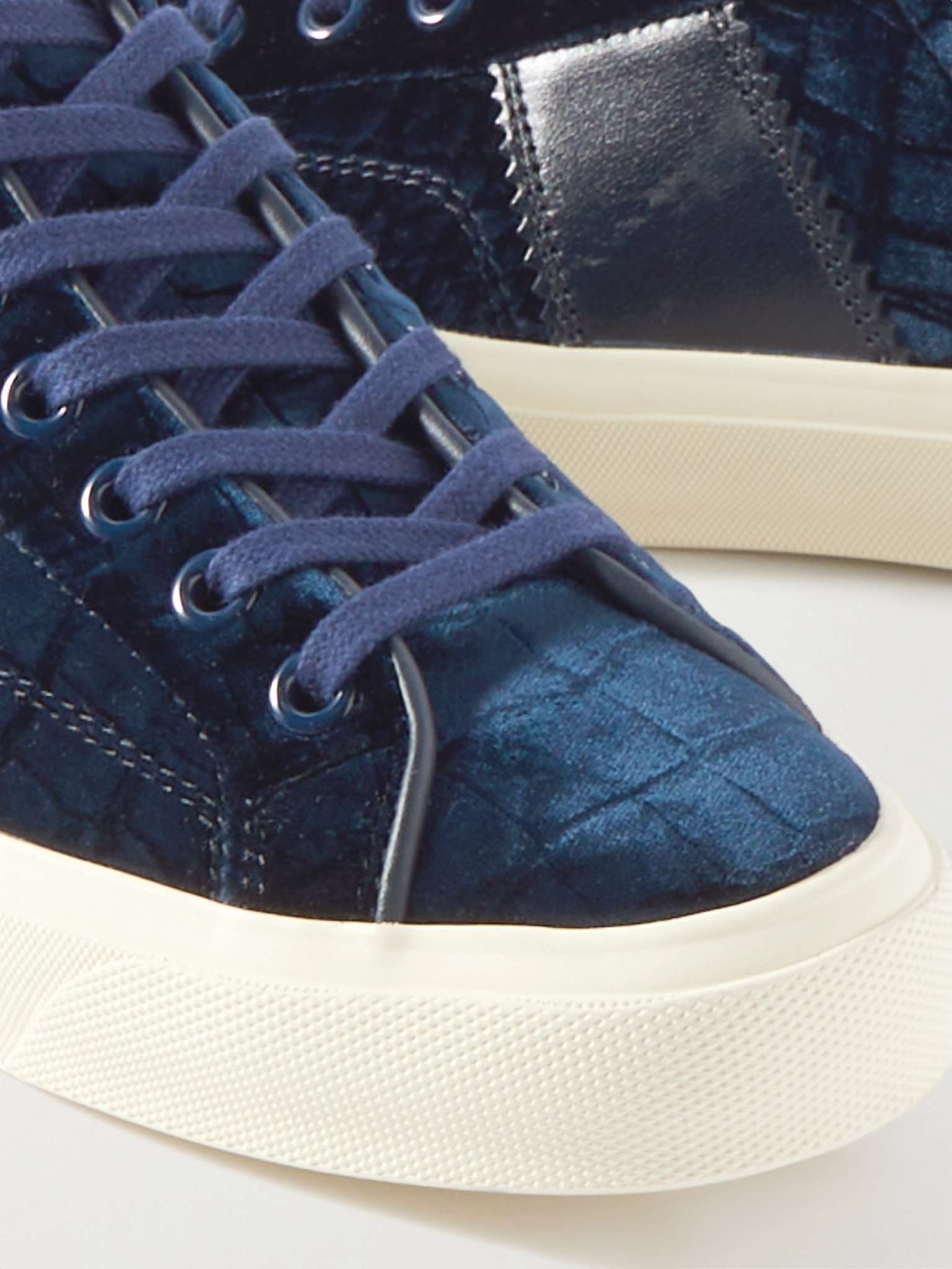 Cambridge Leather-Trimmed Croc-Effect Velvet Sneakers - 6