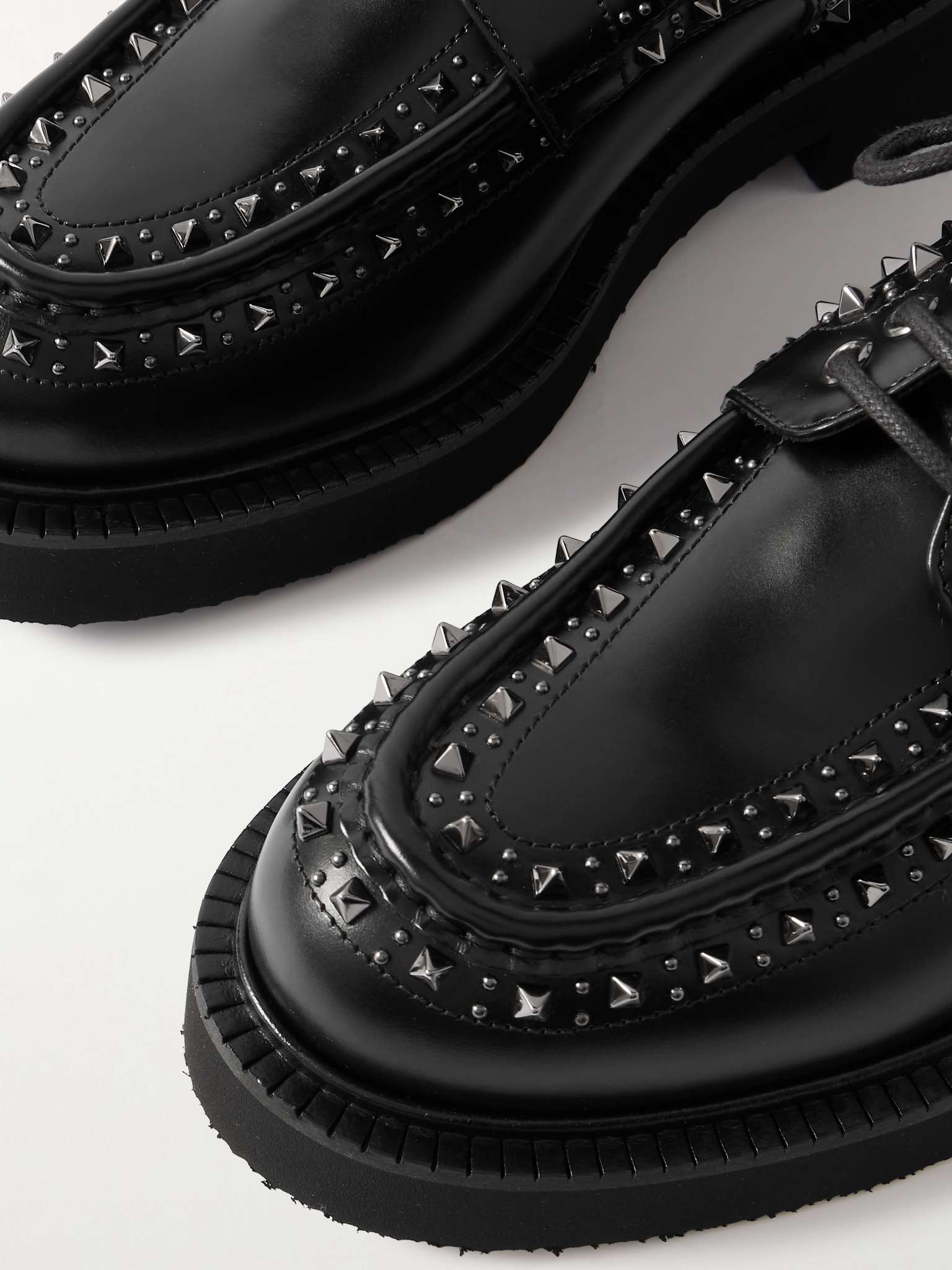 Studded Leather Derby Shoes - 4