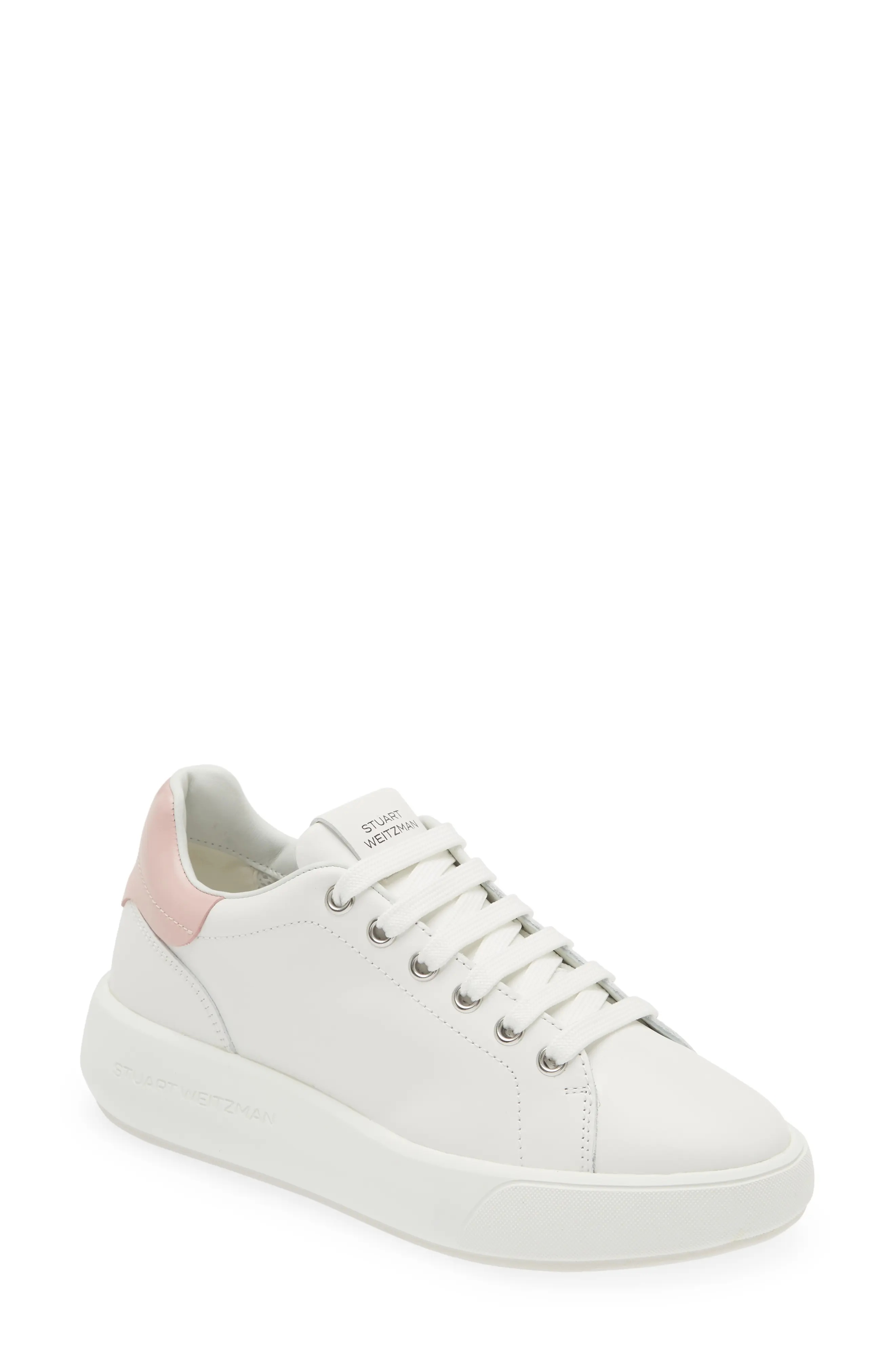 Pro Sleek Sneaker in White/Pink Calf Leather - 1