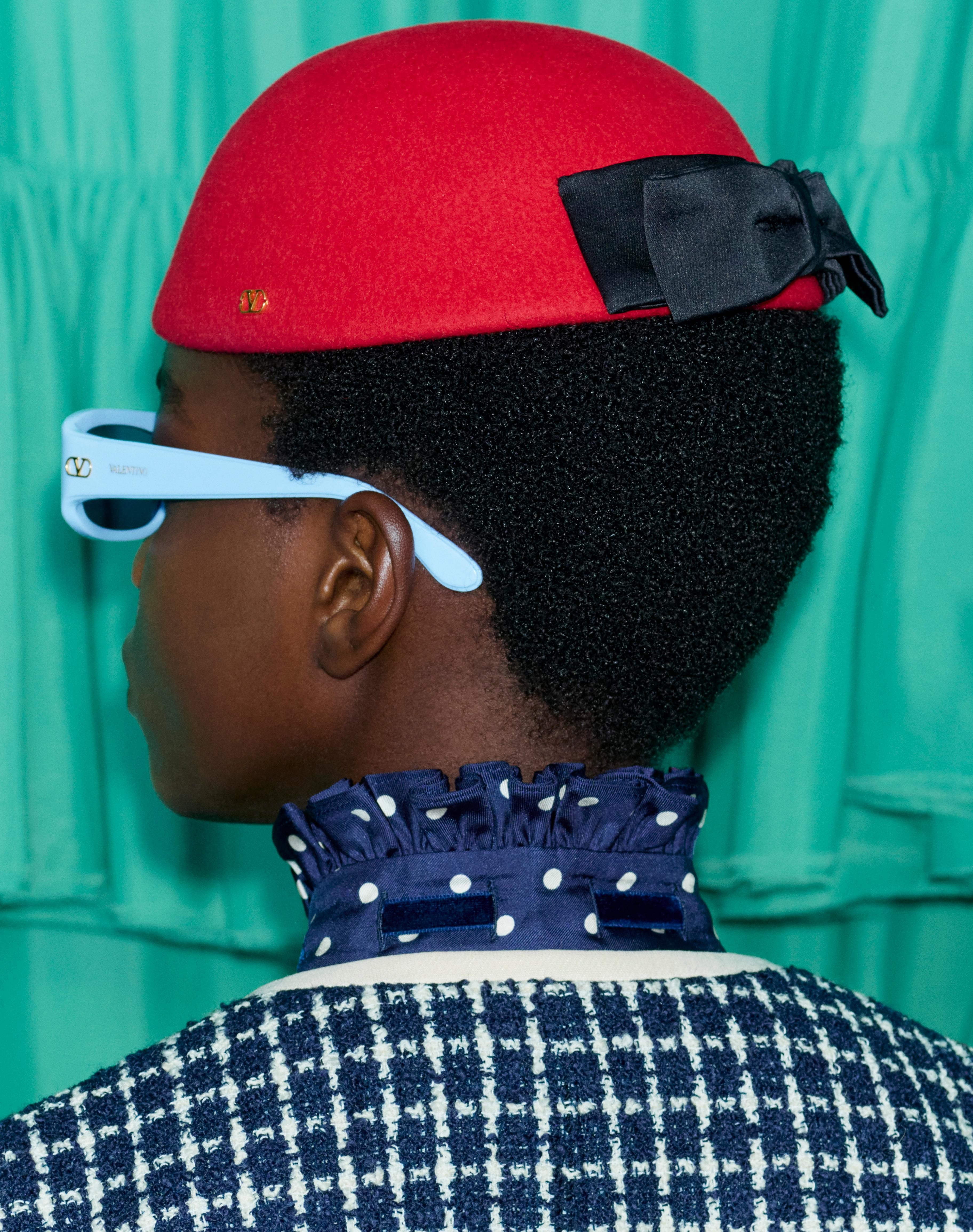 VLOGO SIGNATURE HAT IN LAPIN FABRIC WITH SATIN BOW - 6