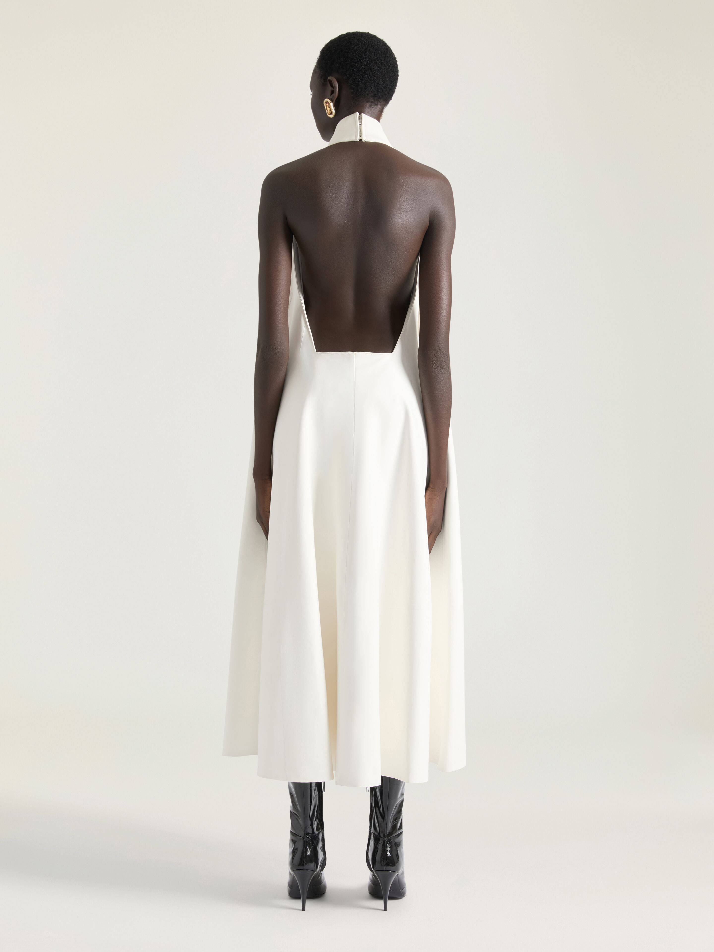 HALTERNECK EVENING DRESS IN LEATHER - 3