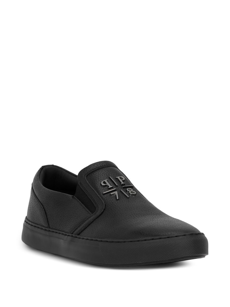 PHILIPP PLEIN embossed-leather slip-on sneakers outlook