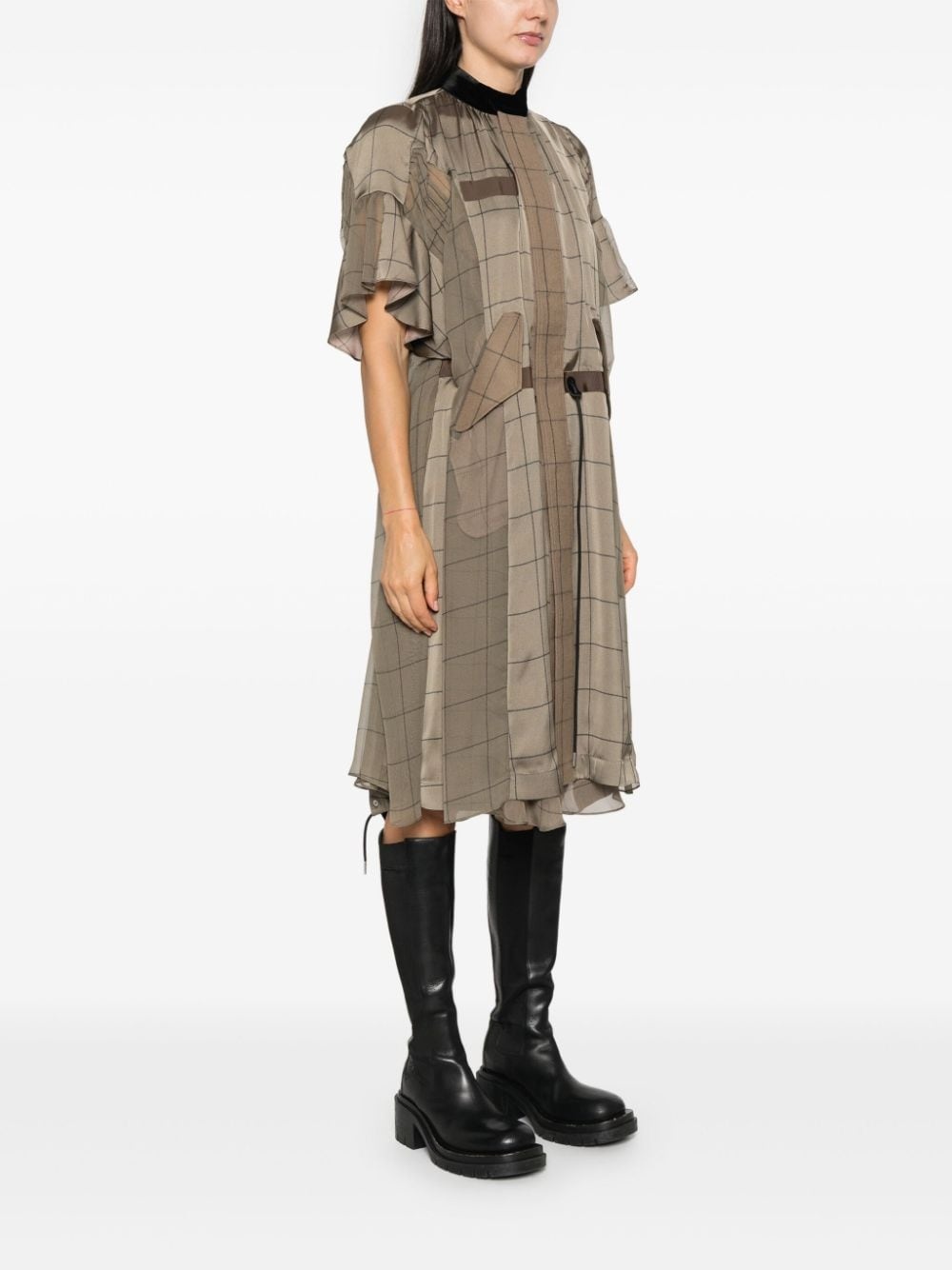 checked midi dress - 3