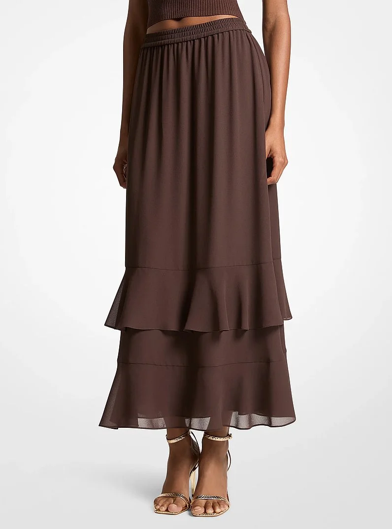 Georgette Tiered Maxi Skirt - 1