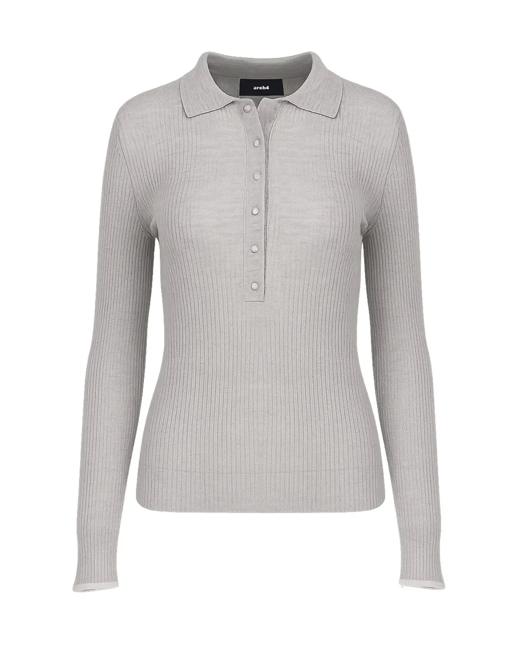 MAJA RIBBED ORGANIC CASHMERE POLO SHIRT - 1