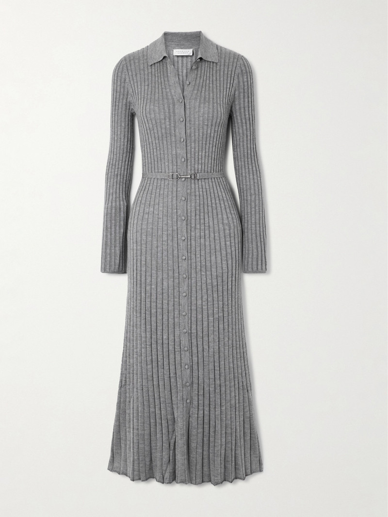 Tenes Belted Ribbed Silk And Cashmere-blend Midi Dress - 1