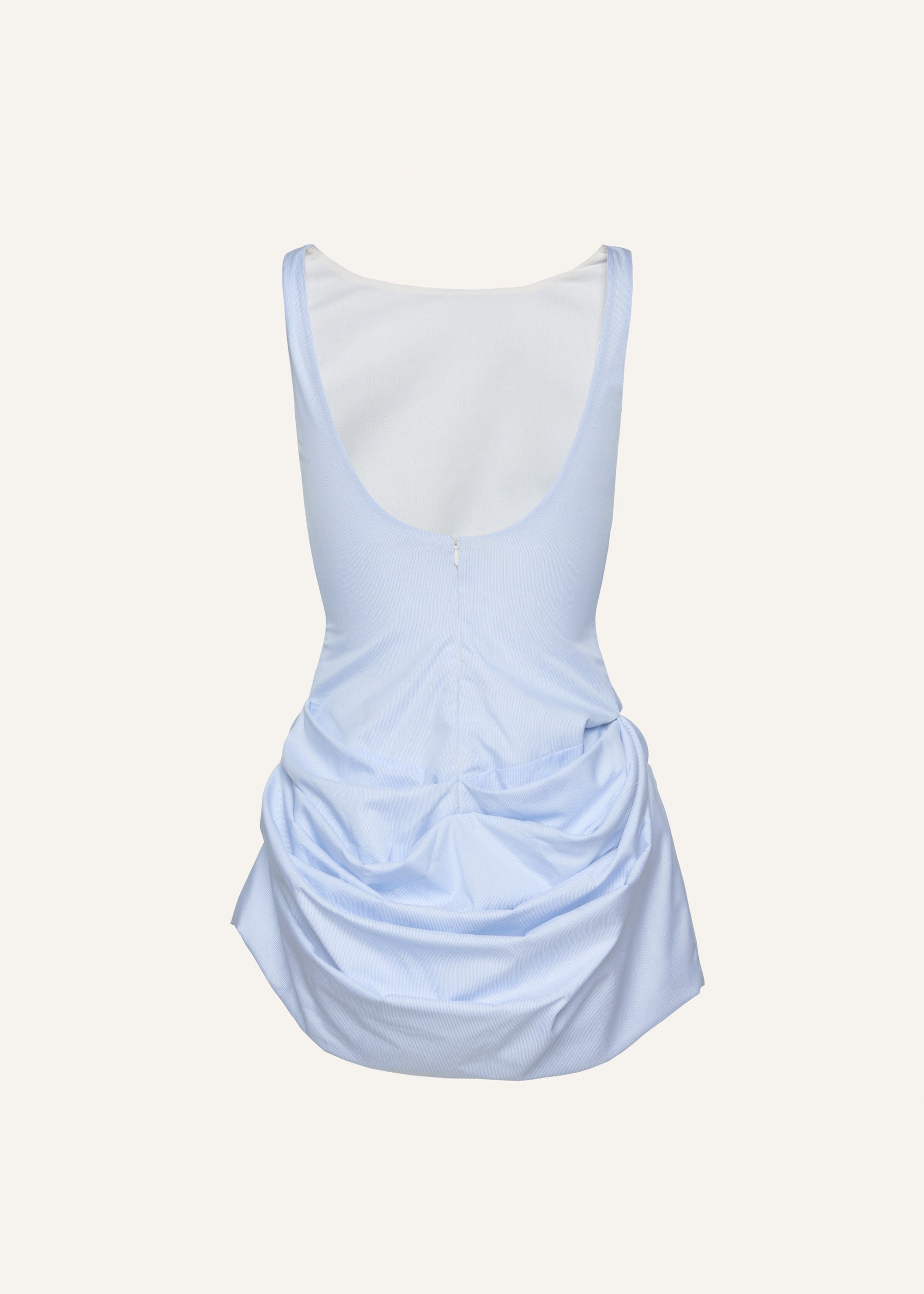 Sleeveless poplin mini dress in blue pinstripe - 2