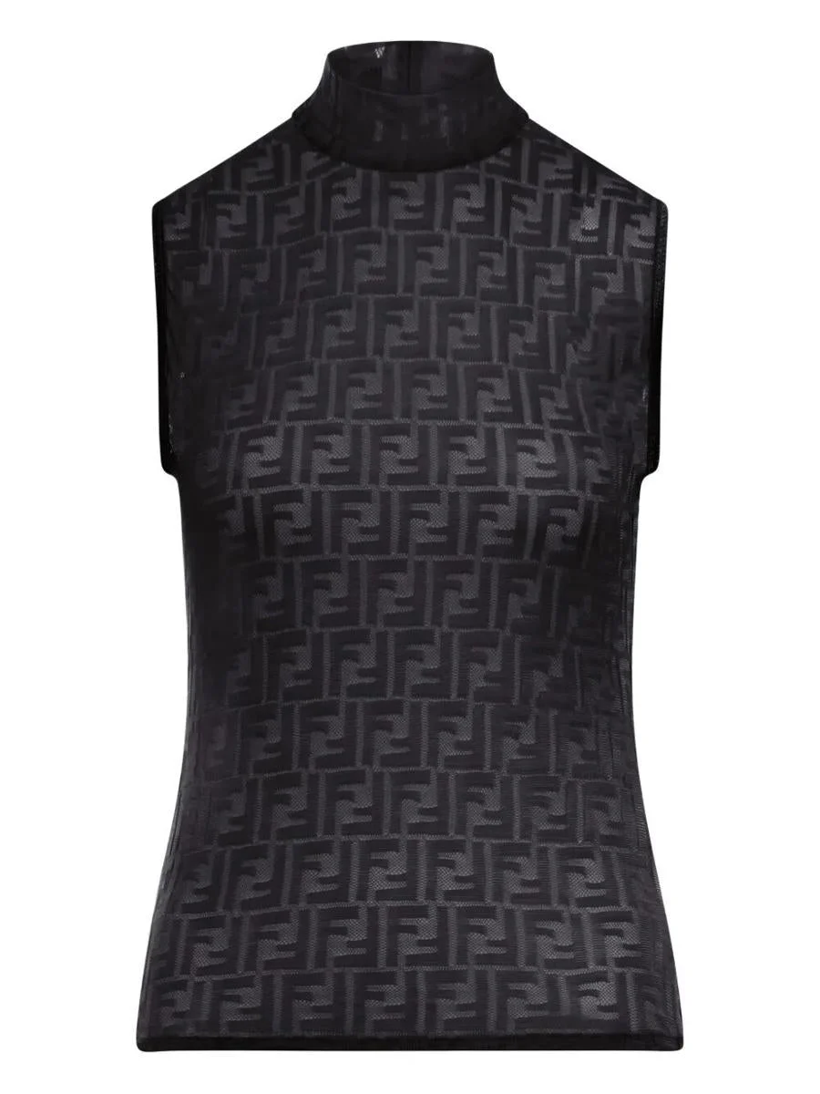 Fendi High-Neck Ff Jersey Top Clothing - 1