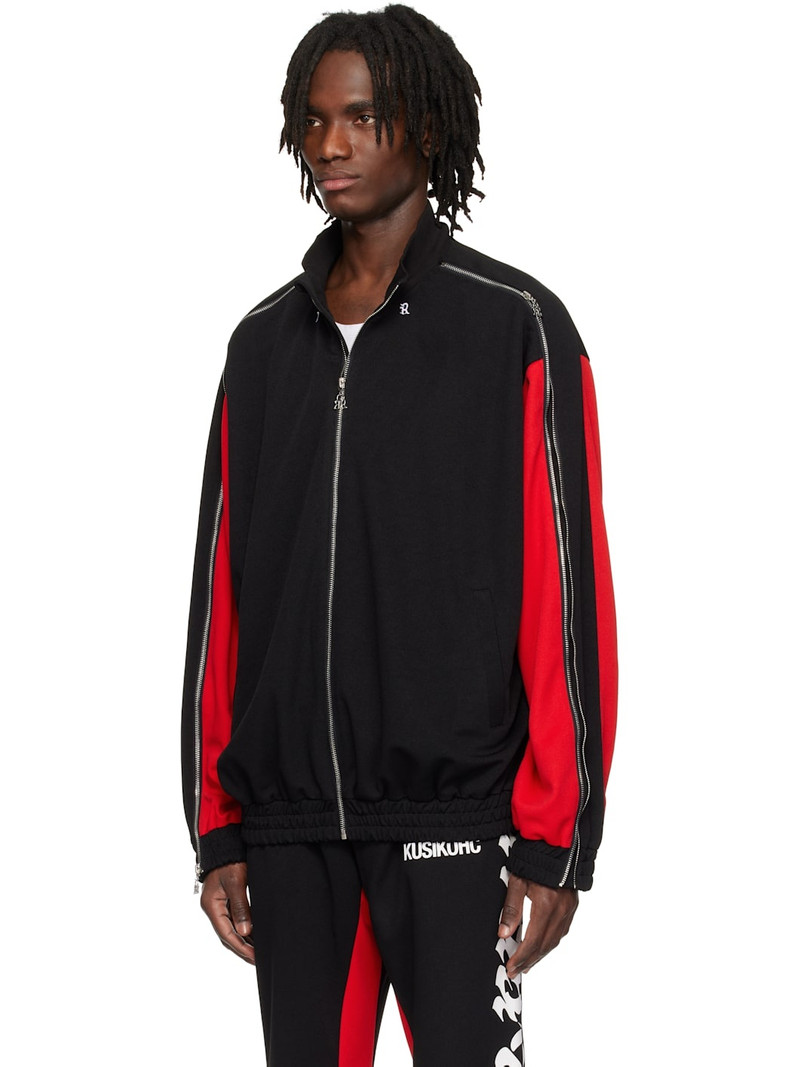 KUSIKOHC Black & Red Full Zip Fleece Track Jacket outlook