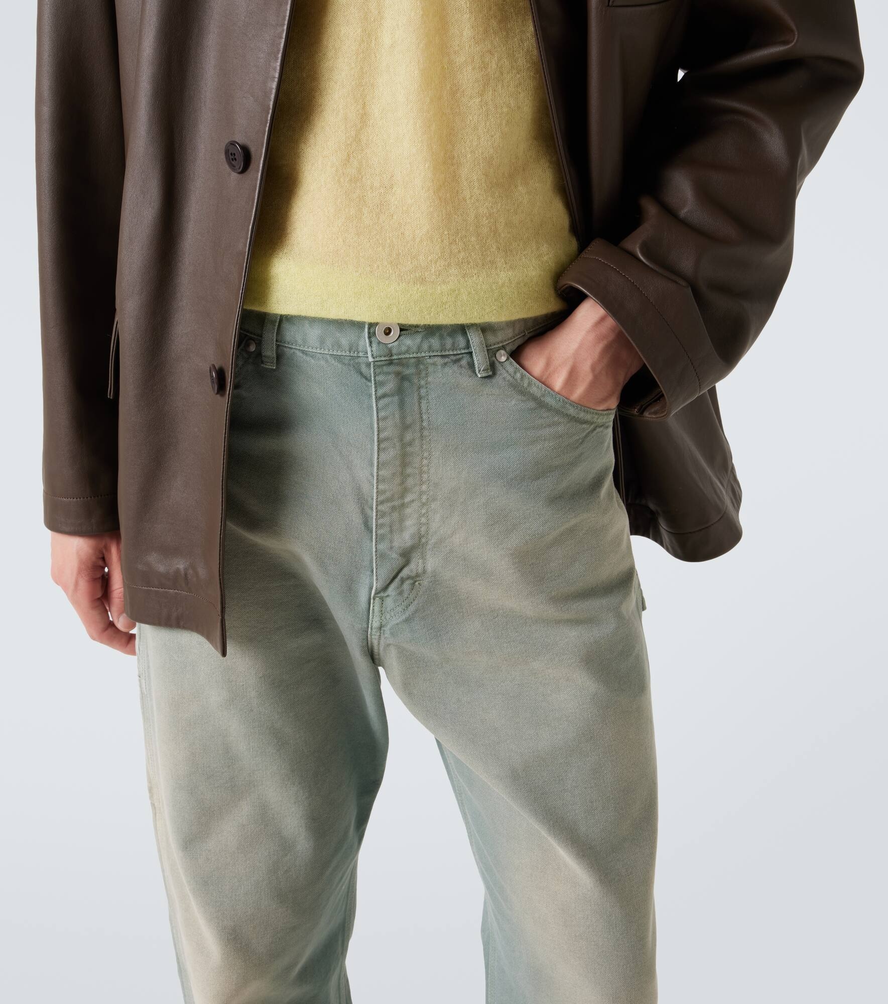 Mid-rise cotton straight pants - 5