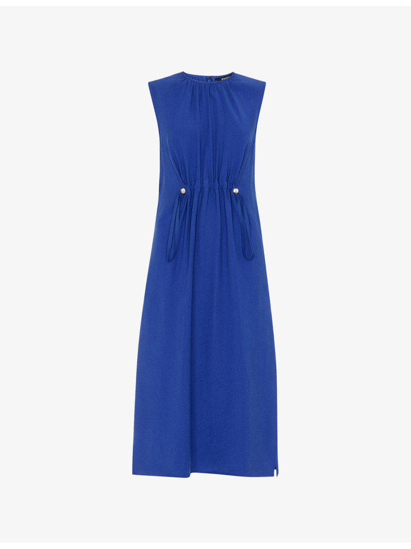 Drawstring-Waist Sleeveless Woven Midi Dress 1