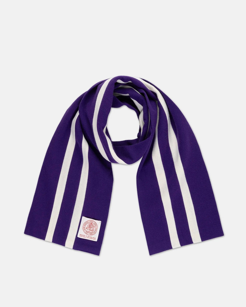 J. PRESS MADE-IN-ENGLAND PURPLE & WHITE WOOL SCHOOLBOY MUFFLER outlook