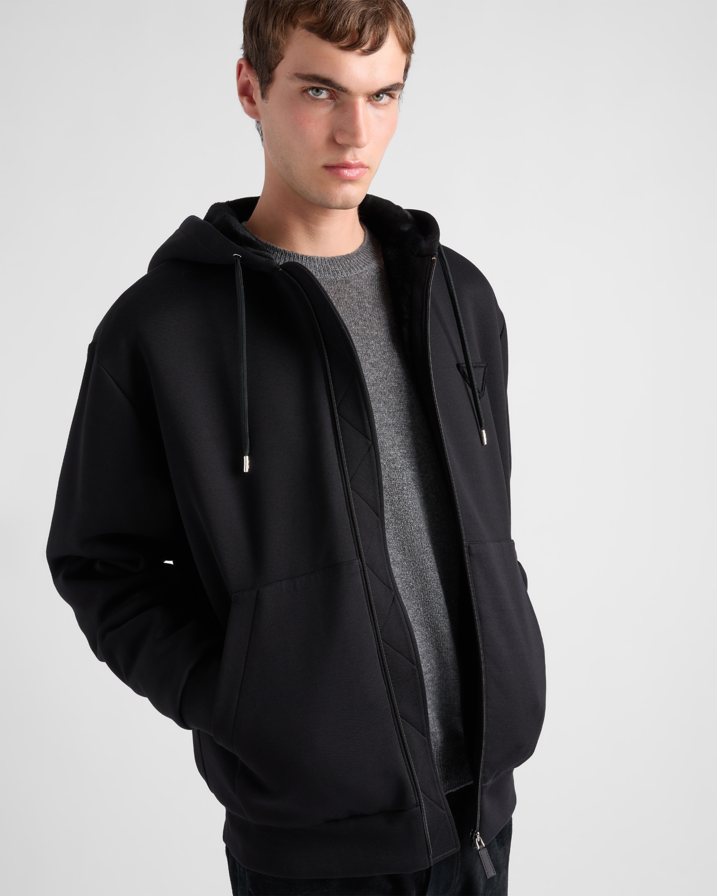 Technical fleece hooded cardigan - 3
