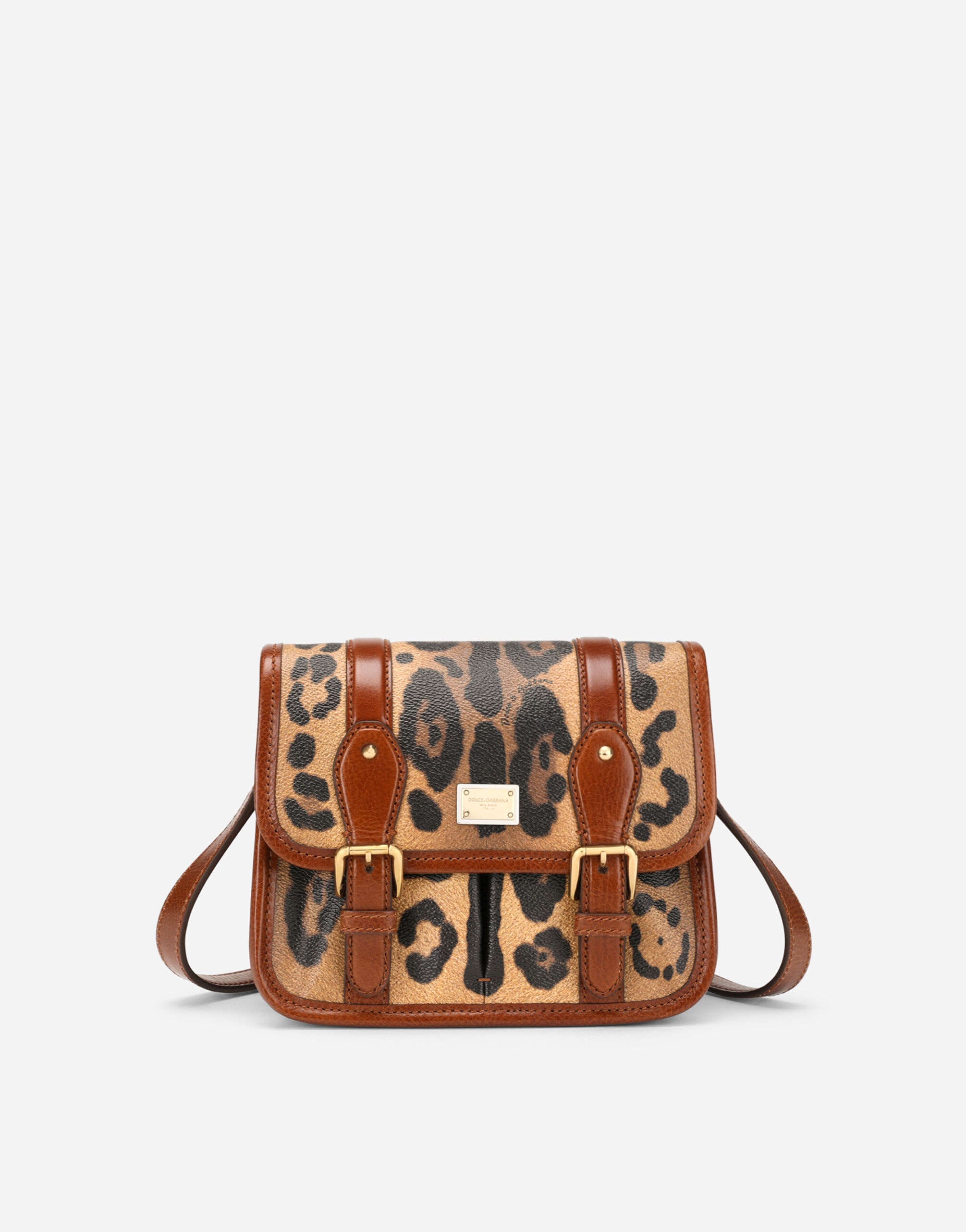 Small messenger bag in leopard-print Crespo with branded plate - 1