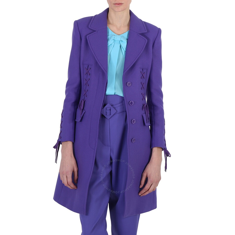 Moschino Ladies Purple Long Single-Breasted Coat - 3