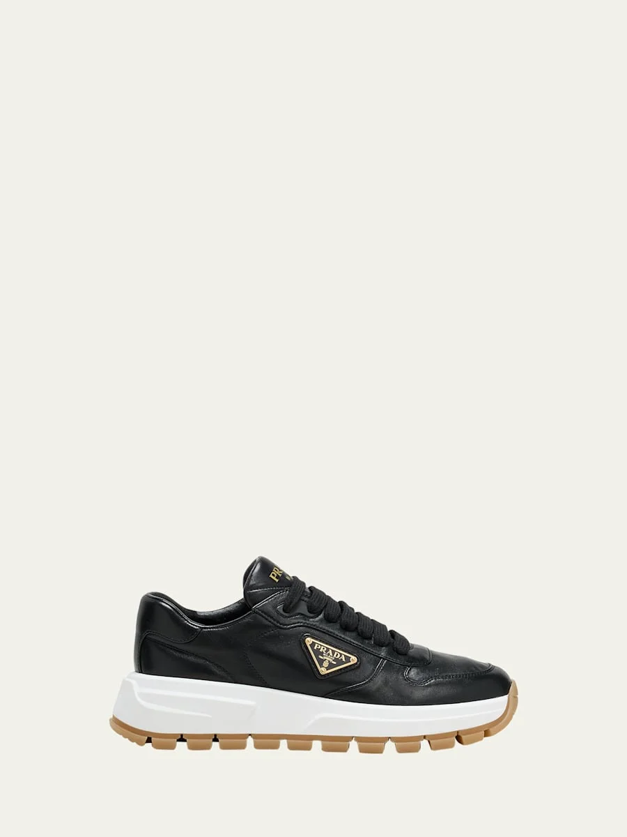 Leather Logo Runner Sneakers - 1