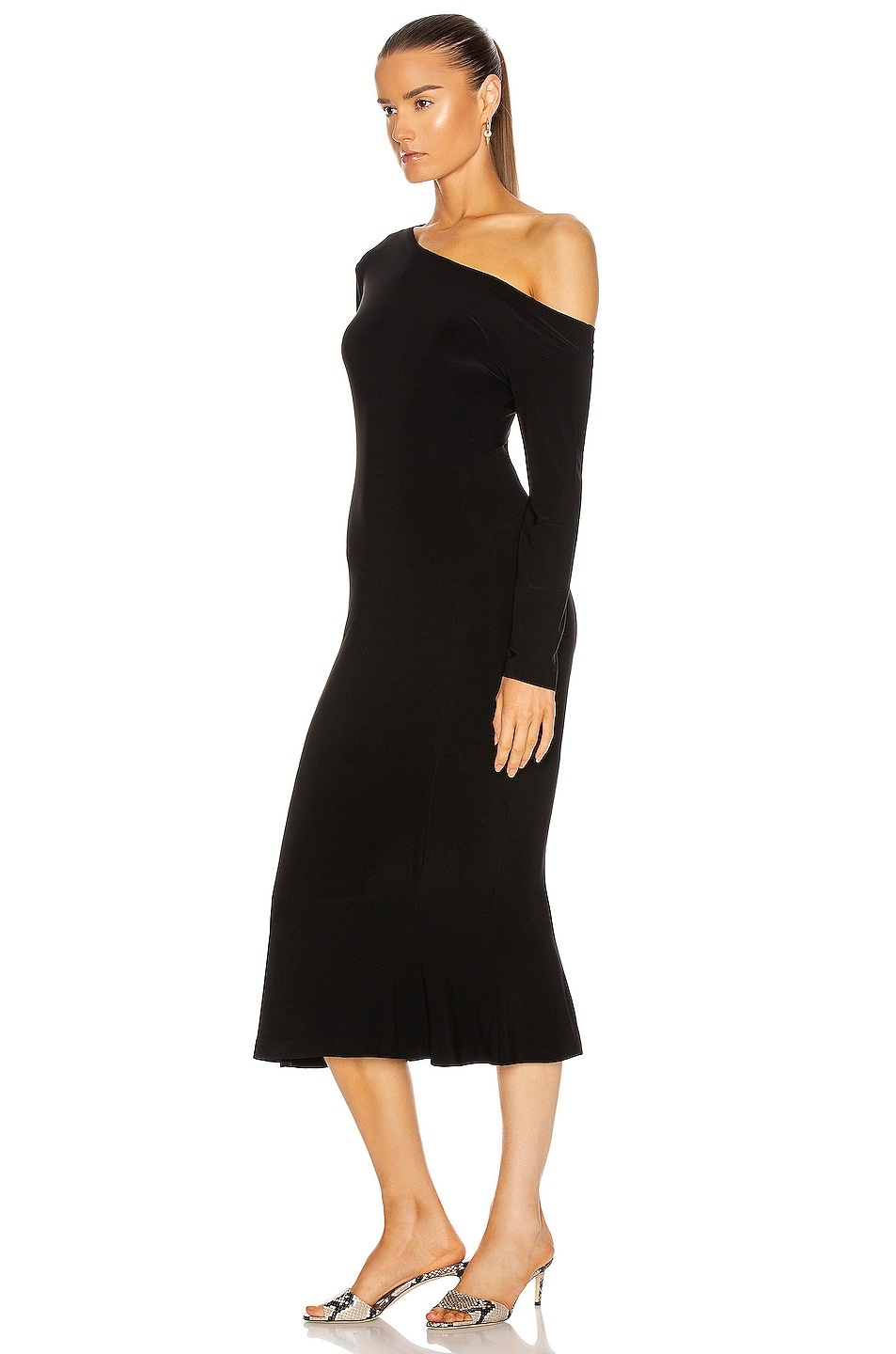 Long Sleeve Drop Shoulder Fishtail Dress - 3