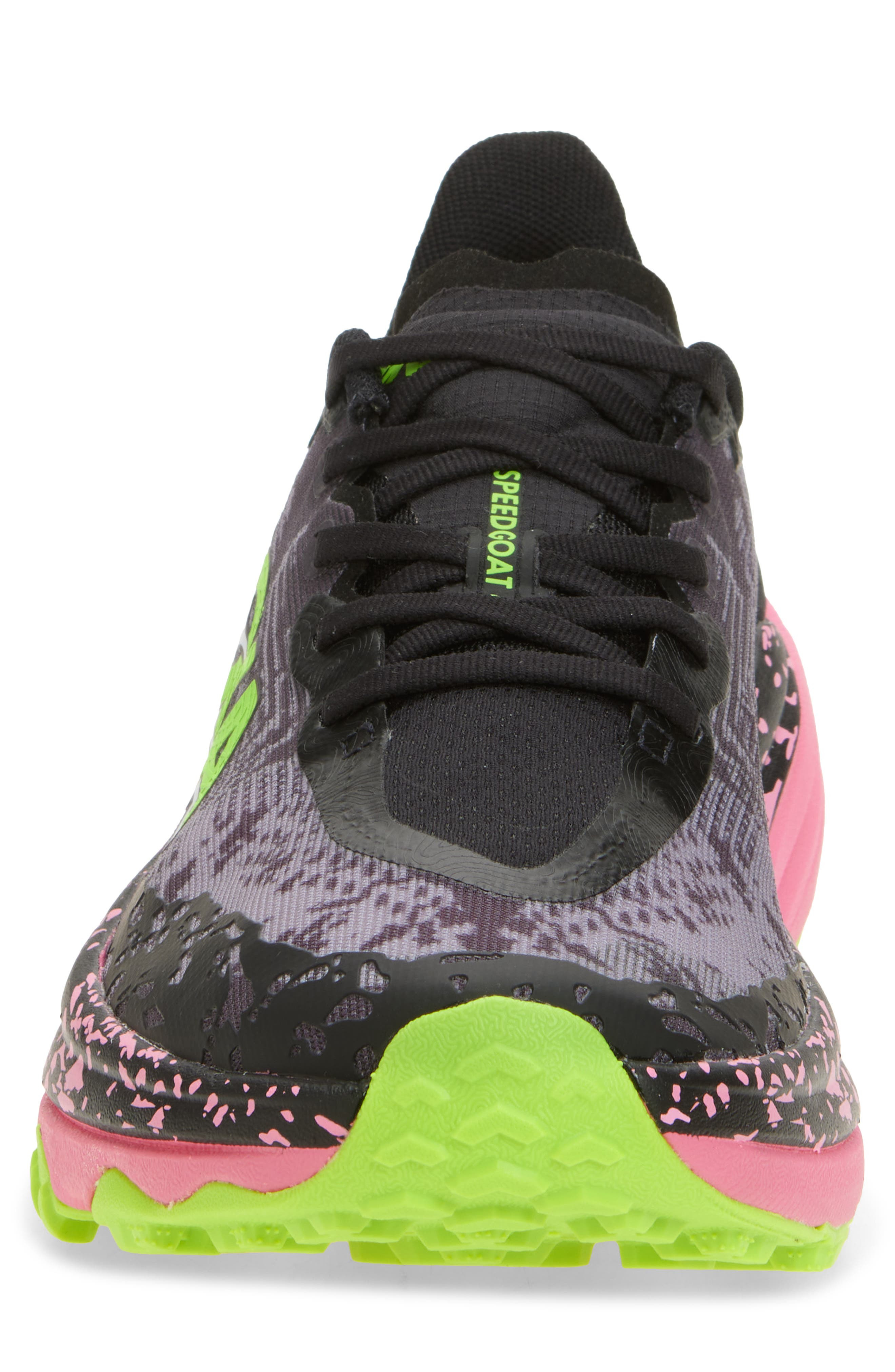 HOKA Speedgoat 6 Trail Running Shoe in Black /Neon Rose at Nordstrom - 4