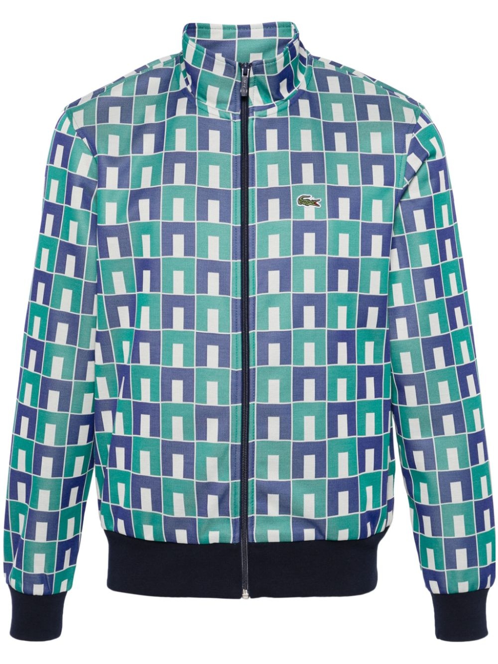 geometric-jacquard zip-up sweatshirt - 1