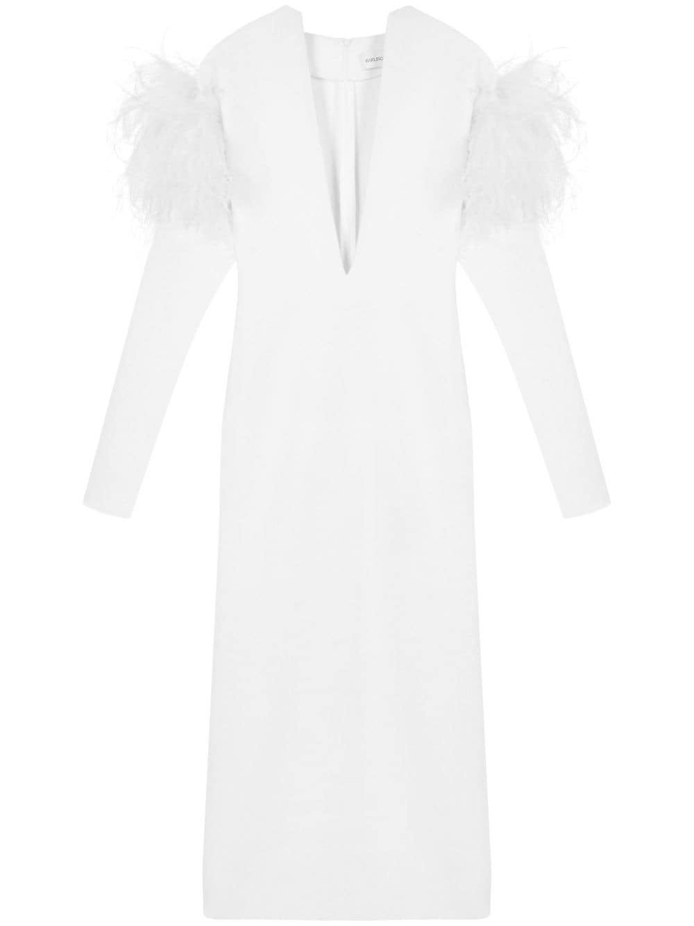 16ARLINGTON Runa feather-trimmed maxi dress | REVERSIBLE