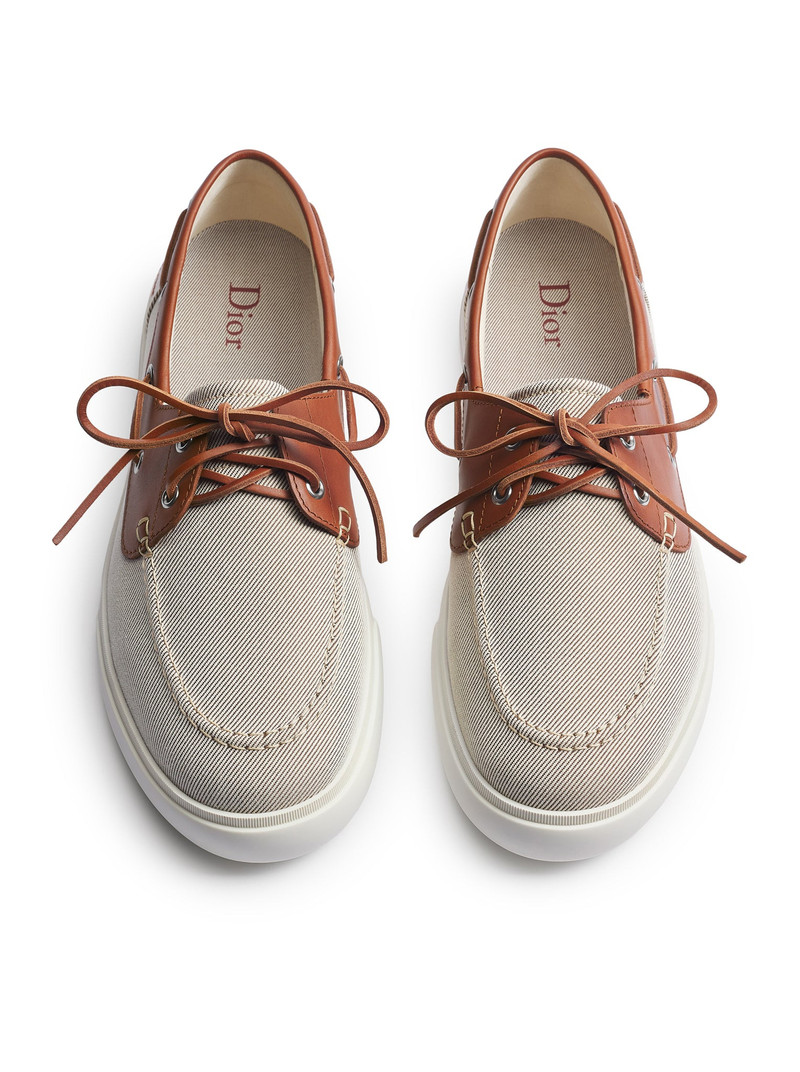 DIORIVIERA CHESTER BOAT SHOES IN COTTON CANVAS AND CALFSKIN 4