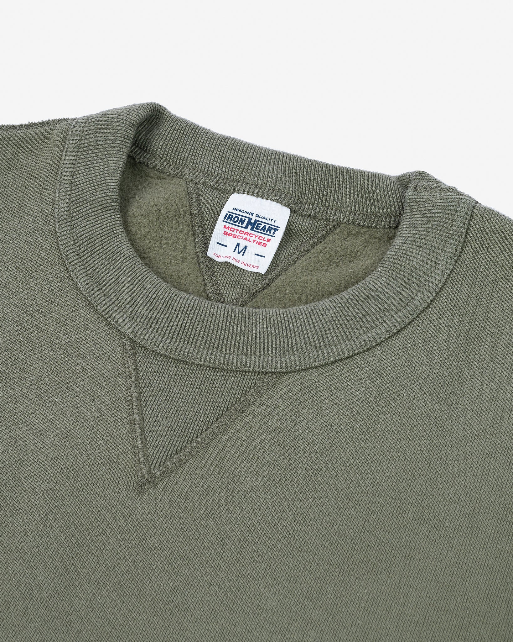IHSW-69L-OLV 14oz Ultra Heavyweight Loopwheel Cotton Crew Neck Sweat - Olive - 7