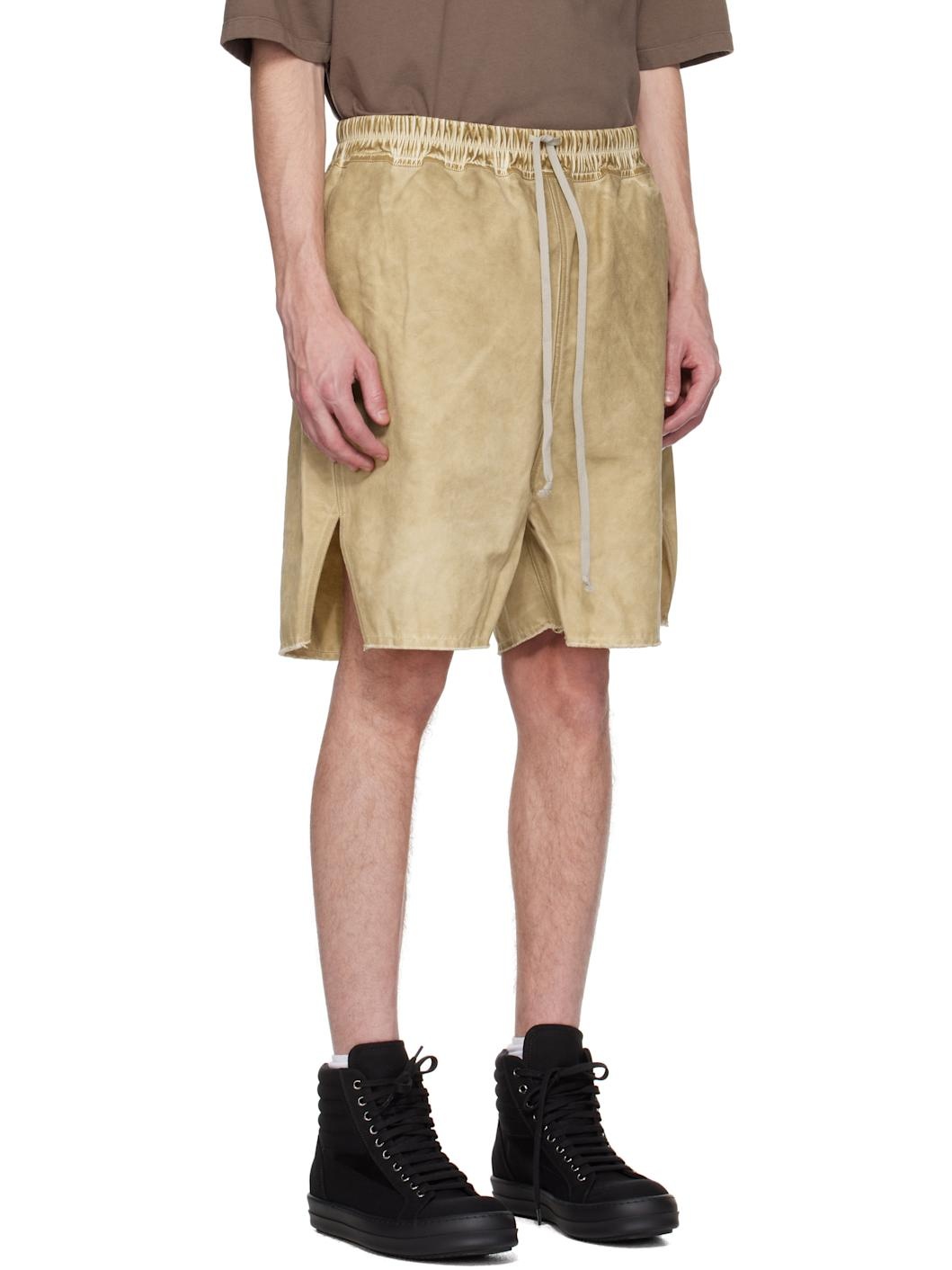 Beige Hollywood Long Boxers Butt Zipp Shorts - 2